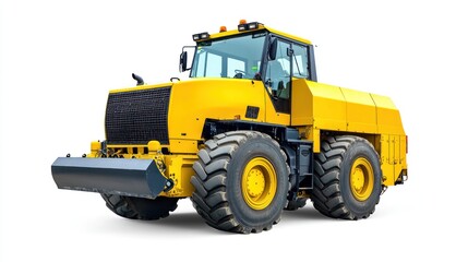 Road roller truck isolated on white