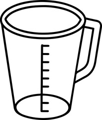 measuring cup outline vector illustration, line art
