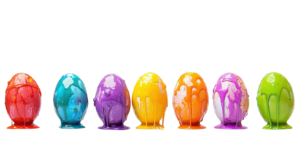 Colorful, decorated eggs for festive celebration.