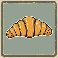 Vintage Style Croissant Illustration: Bakery Menu Graphic