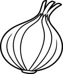 onion outline vector illustration, line art