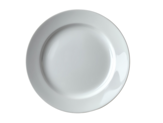 White ceramic plate on a white isolated background, ideal for die-cut purposes.