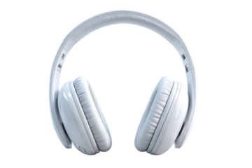 White headphones on white background, perfect for audio enthusiasts and tech imagery.