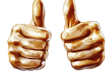 Two golden thumbs-up, expressing approval and positivity