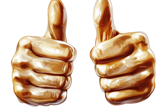 Two golden thumbs-up, expressing approval and positivity
