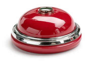 Nostalgic red service bell on a white background used in restaurants and shops to call staff for assistance