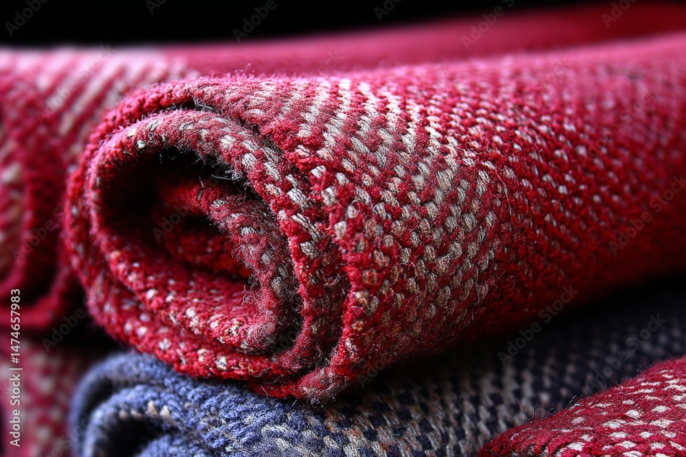 Leinwandbilder textured rolled fabrics in rich colors displayed in a close-up view showcasing craftsmanship and des