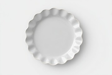 Elegant white ruffled plate on a white background. Perfect for desserts or appetizers.