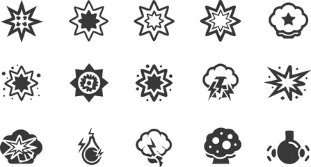 explosion  blast line icon set  vector pictograms .eps