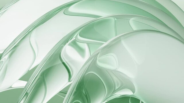 Abstract curved background of transparent glass, 3d rendering.