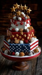 photo of 4th of july cake stars stripes usa flag