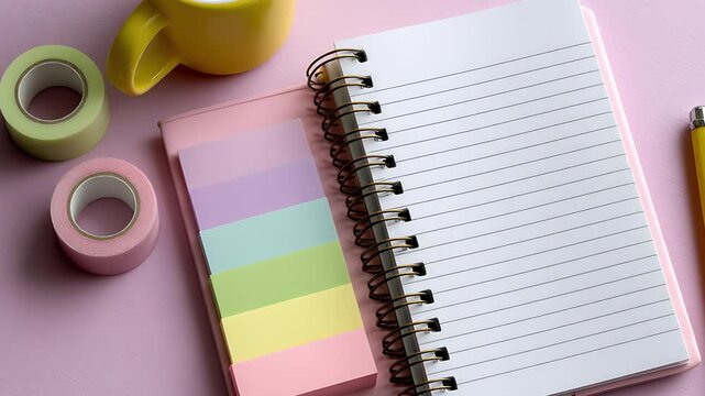 Office stationary and creative accessories composition. 