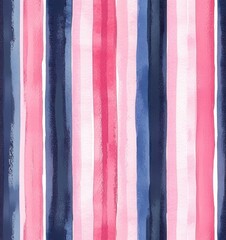 Naklejka premium seamless pattern with vertical watercolor stripes in pink and navy blue