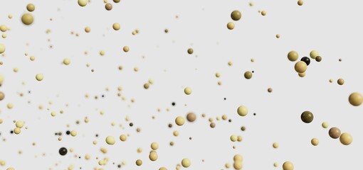 A serene image of many beige and brown spheres floating on a white background. Ideal for websites or presentations.
