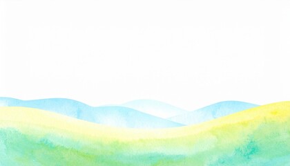 Obraz premium Tranquil watercolor landscape scene serene hills art print soft color palette aerial view nature inspiration