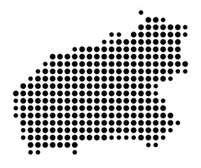 Symbol Map of the city Beverstedt (Niedersachsen, Germany) showing the city with a pattern of just a few black dots