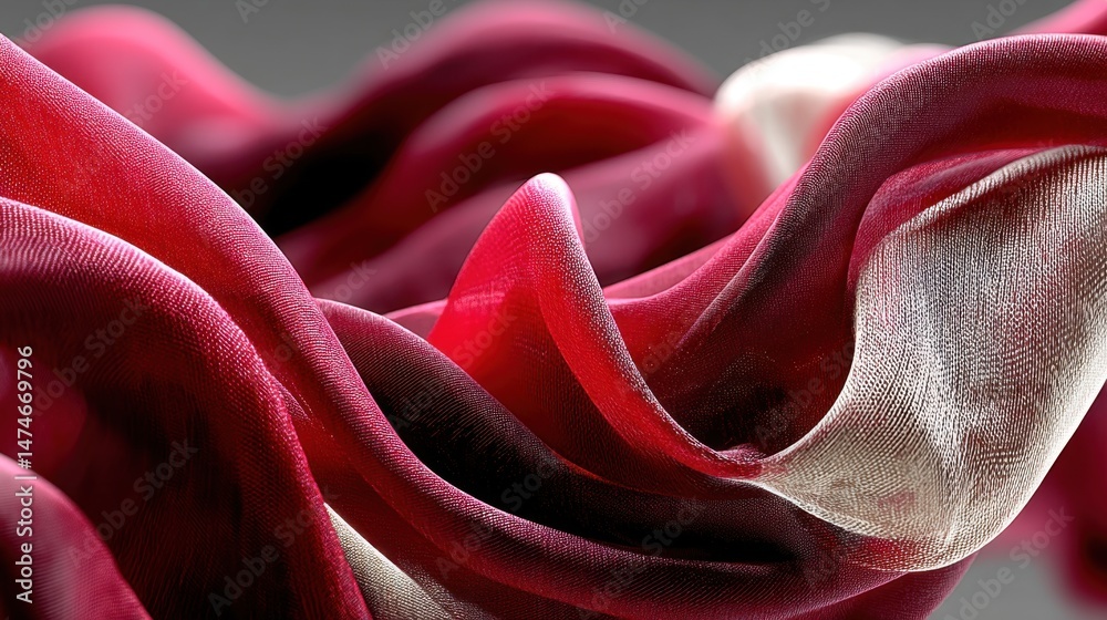 Aufkleber red abstract fabric in motion on white background generative ai.stock image