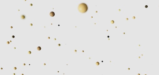 High-quality stock photo of abstract beige and brown spheres floating on a white background. Perfect for minimalist designs.