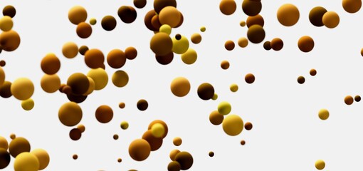 Floating golden spheres, abstract background, modern design, vibrant colors, luxury texture.