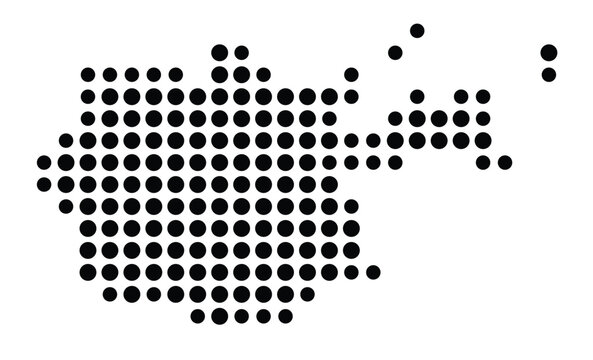 Symbol Map of the city Osterode am Harz (Niedersachsen, Germany) showing the city with a pattern of just a few black dots