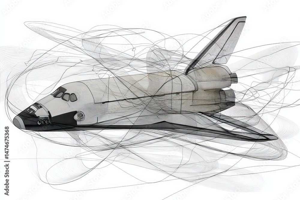 Aufkleber Space shuttle soaring through abstract lines representing motion and energy in a dynamic composition