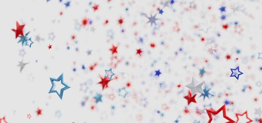 Celebrate Independence Day with this vibrant image of red, white, and blue stars. Perfect for banners, cards, and more!