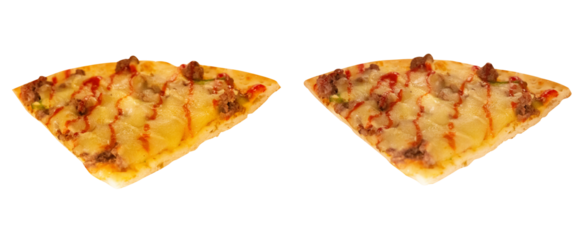 2 pieces of pizza on transparent background