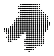 Symbol Map of the city Langerwehe (Nordrhein-Westfalen, Germany) showing the city with a pattern of just a few black dots