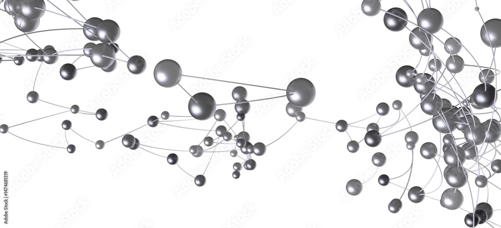 Fototapete stock photo of an abstract network connection. silver spheres are connected by thin lines, represent