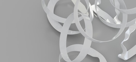 Modern abstract background with white rings and curves. Perfect for minimalist designs.