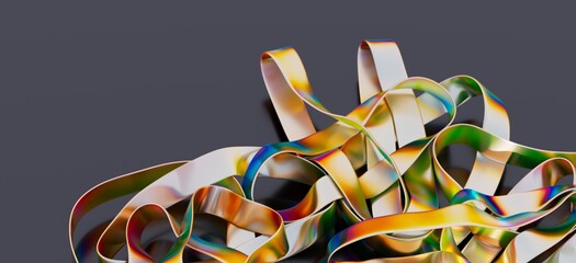 Stunning abstract image of interwoven iridescent ribbons. Perfect for design and technology projects.