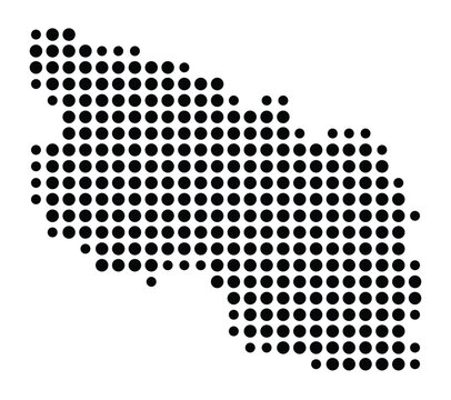 Symbol Map of the city Sendenhorst (Nordrhein-Westfalen, Germany) showing the city with a pattern of just a few black dots