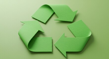 An eco-friendly symbol for recycling in green, on a green background, representing environmental consciousness and sustainability.