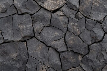 Fototapeta premium Basalt stone background with cracked volcanic texture, ideal for design or artistic projects.