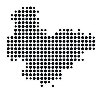 Symbol Map of the city Werdohl (Nordrhein-Westfalen, Germany) showing the city with a pattern of just a few black dots