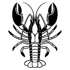 Lobster Silhouette Icon &ndash; Black Outline Vector on Transparent Background

