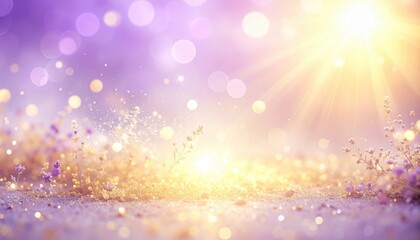 Enchanting light rays in a floral field nature scene dreamy atmosphere soft focus serenity and beauty