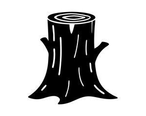 Tree Trunk Silhouette – Black Vector Icon on Transparent Background

