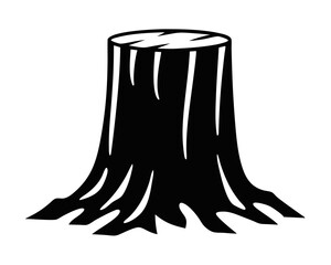 Tree Trunk Silhouette – Black Vector Icon on Transparent Background


