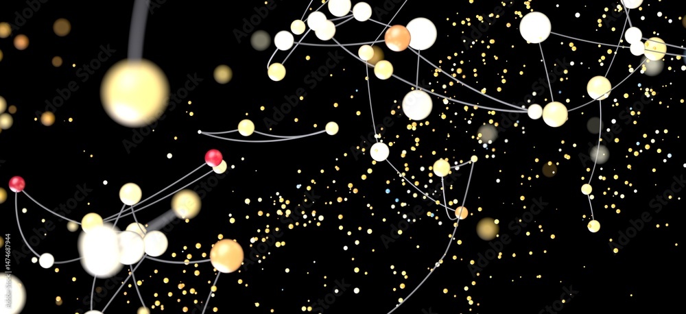 Poster Abstract background with glowing dots connected by lines.  Perfect for technology, network, or connection concepts.