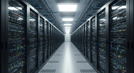 Fototapeta premium Server Room Data Center Corridor