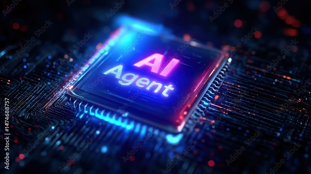Poster 3D neon-lit text 