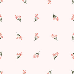 Seamless floral pattern. Idea for fabric, tablecloth pattern, wrapping paper, gift paper. Print ditsy. Motives are scattered randomly. Flower pattern background. cute pattern.