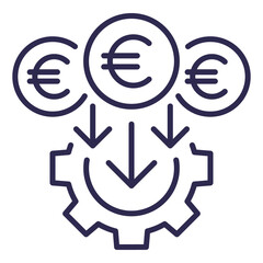 cost reduction, reducing line icon with euro