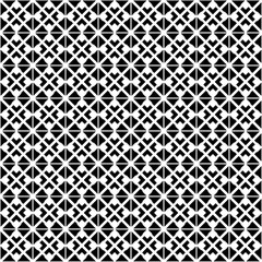 A vector illustration of a black and white geometric pattern composed of repeating cross shapes arranged in a symmetrical grid.