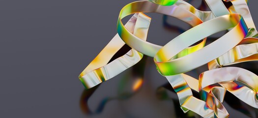 Colorful, abstract image of iridescent ribbons. Perfect for backgrounds, technology, and design.