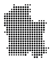 Symbol Map of the city Bad Mergentheim (Baden-W&uuml;rttemberg, Germany) showing the city with a pattern of just a few black dots