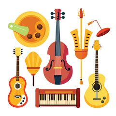 Naklejka premium Six classic groove instrument isolated on white background