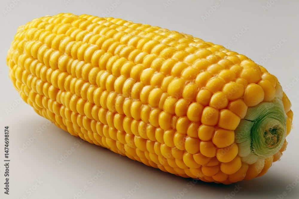Aufkleber bright yellow corn on the cob showcasing its smooth texture and natural pattern against a light back