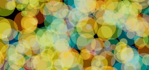 Seamless pattern of overlapping translucent circles in vibrant yellow, teal, and orange hues. Perfect for website banner